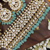 Vriksham Designer White kundan Jadau Choker-Aqua Blue Bead-Pearl-J3337